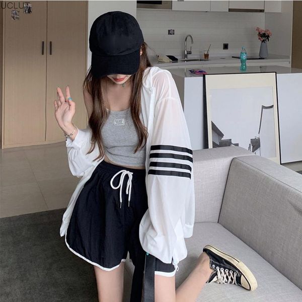 women's pants & capris sunscreen shirt hooded thin cardigan long sleeve jacket summer 2021 korean loose fashion, Black;white
women's pants & capris sunscreen shirt hooded thin cardigan long sleeve jacket summer 2021 korean loose fashion, Black;white