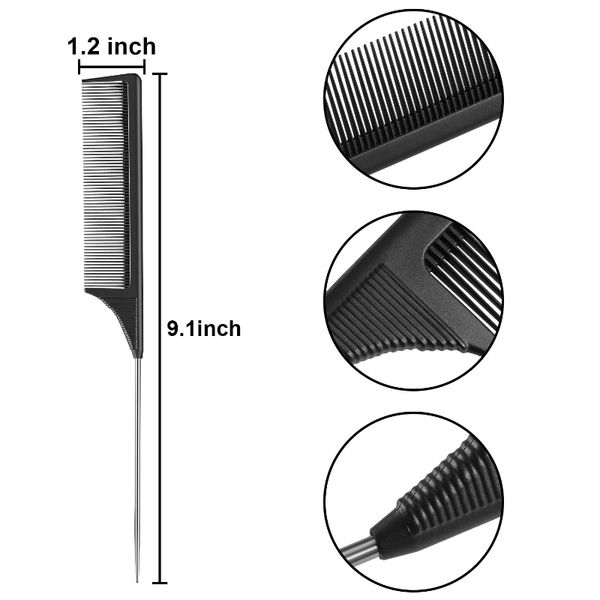 rat tail comb fiber teasing combs lifting combs styling carbon fiber pintail for hair salon or home supplies 30 pcs, Silver
rat tail comb fiber teasing combs lifting combs styling carbon fiber pintail for hair salon or home supplies 30 pcs, Silver