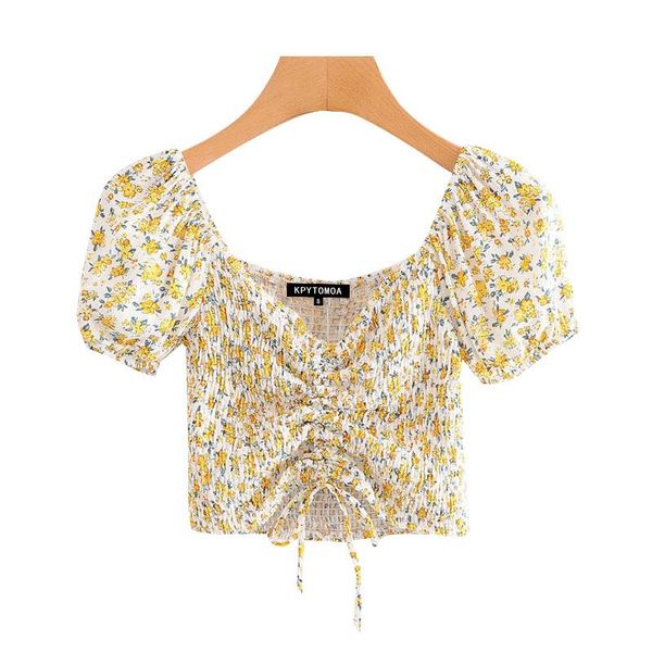 women's blouses & shirts women 2021 fashion with drawstring floral print cropped vintage puff sleeve back elastic female chic top, White
women's blouses & shirts women 2021 fashion with drawstring floral print cropped vintage puff sleeve back elastic female chic top, White