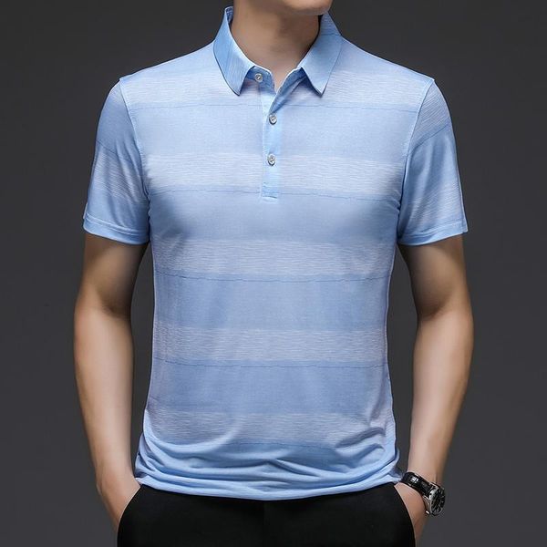 men's polos striped shirts for men summer ice silk short sleeve lapel tee business casual social street wear male clothing, White;black
men's polos striped shirts for men summer ice silk short sleeve lapel tee business casual social street wear male clothing, White;black