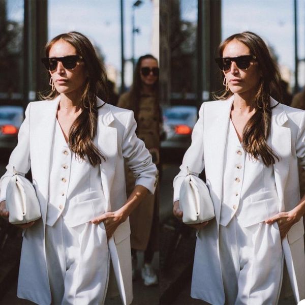 designed women suits 3 pieces set (vest + blazer pants) office lady streetwear custom made jacket casual pocket coat women's two piece, White
designed women suits 3 pieces set (vest + blazer pants) office lady streetwear custom made jacket casual pocket coat women's two piece, White
