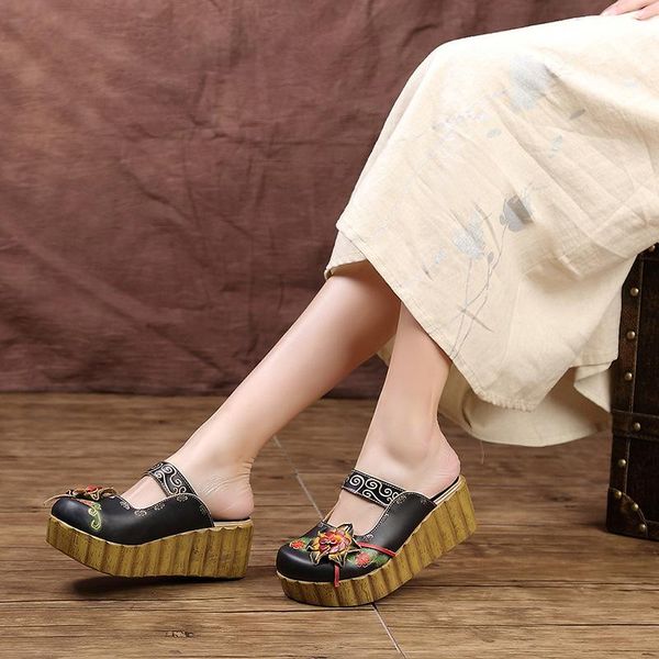 latest shoes woman slipper closed toes vintage handmade flower thick heels female wedges platform slippers, Black
latest shoes woman slipper closed toes vintage handmade flower thick heels female wedges platform slippers, Black