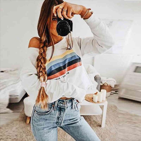 women long sleeve rainbow stripes sweatshirt pullover letter blouse fashion sports pullover spring autumn sweatshirts c5, Black
women long sleeve rainbow stripes sweatshirt pullover letter blouse fashion sports pullover spring autumn sweatshirts c5, Black