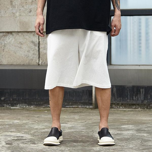 men cotton linen loose casual wide leg shorts male streetwear punk hip hop straight black white short trousers regular men's, White;black
men cotton linen loose casual wide leg shorts male streetwear punk hip hop straight black white short trousers regular men's, White;black