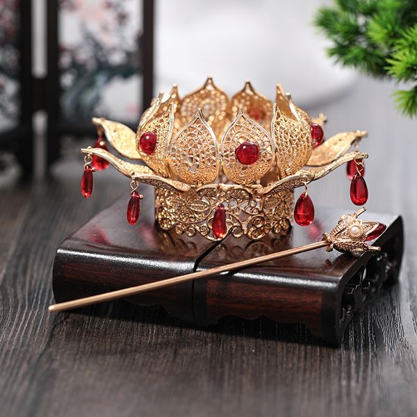 original hair crown vintage gold silver color crystal bride ancient ornaments pearls headdress lotus plate hairbands accessory, Golden;white
original hair crown vintage gold silver color crystal bride ancient ornaments pearls headdress lotus plate hairbands accessory, Golden;white