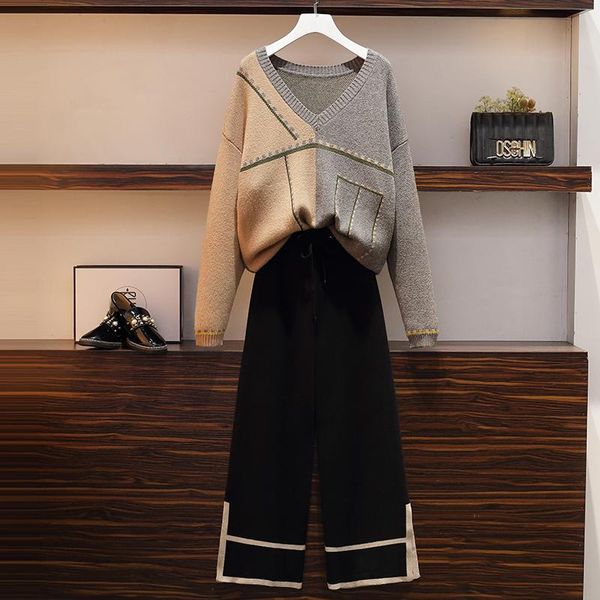 plus size women's pants set 2021 autumn winter slim sweater wide leg pants two-piece suit year-old female costume tracksuits, Gray
plus size women's pants set 2021 autumn winter slim sweater wide leg pants two-piece suit year-old female costume tracksuits, Gray