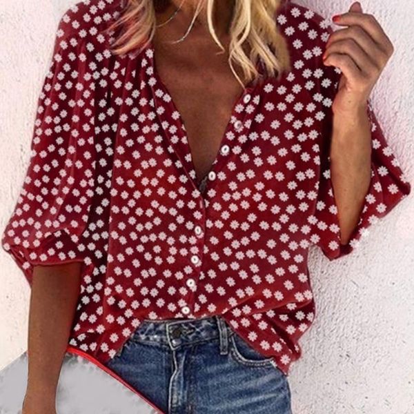 tunic autumn floral print womens blouses v neck and with button big size clothing 2xl plus, White
tunic autumn floral print womens blouses v neck and with button big size clothing 2xl plus, White