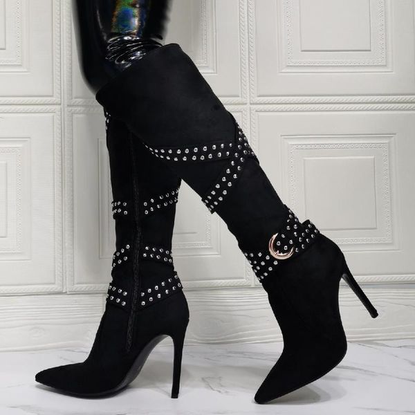 boots women design high heels winter fashion rivet knee lady suede pointed-toe zipper long 2021, Black
boots women design high heels winter fashion rivet knee lady suede pointed-toe zipper long 2021, Black