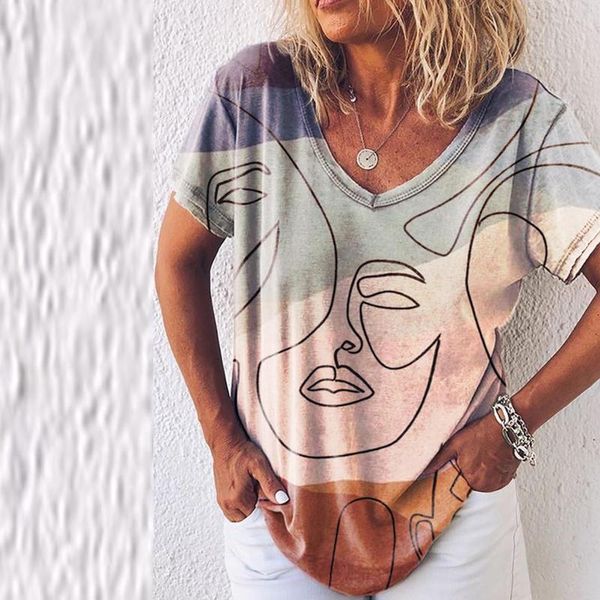 women's t-shirt 40# harajuku graphic pattern t shirts for women v-neck short sleeve casual loose plus size summer clothing, White
women's t-shirt 40# harajuku graphic pattern t shirts for women v-neck short sleeve casual loose plus size summer clothing, White
