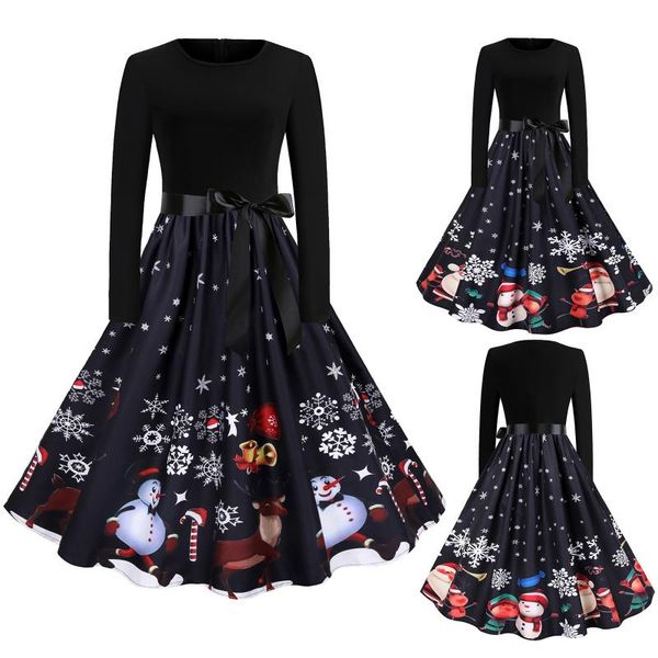casual dresses 2021 winter vintage women christmas snowman print waist tie a-line dress elegant year party vestidos, Black;gray
casual dresses 2021 winter vintage women christmas snowman print waist tie a-line dress elegant year party vestidos, Black;gray