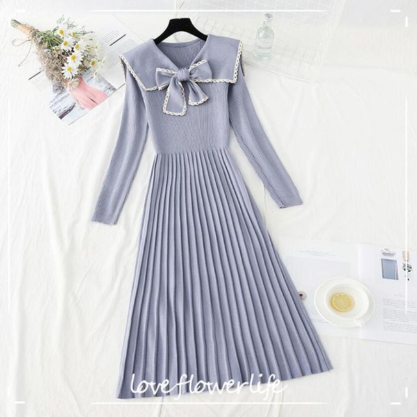 chic women long knitted dress autumn winter sweet doll collar pleated sweater dress elegant a line slim party vestidos 210521, Black;gray
chic women long knitted dress autumn winter sweet doll collar pleated sweater dress elegant a line slim party vestidos 210521, Black;gray