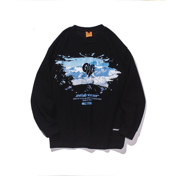 chaopai high street snow mountain printed long sleeve pullover men's and women's large round neck sweater student sports top, Black
chaopai high street snow mountain printed long sleeve pullover men's and women's large round neck sweater student sports top, Black