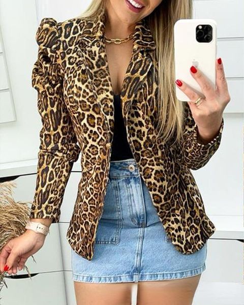 women's suits & blazers 2021 spot cross-border autumn and winter leopard suit coat, White;black
women's suits & blazers 2021 spot cross-border autumn and winter leopard suit coat, White;black