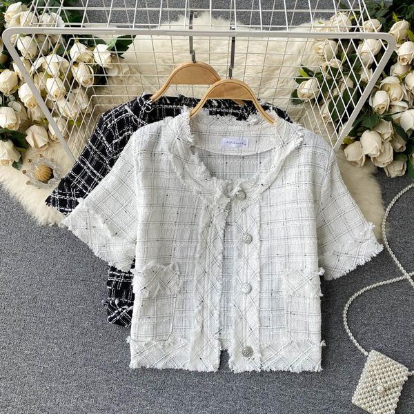 women's jackets 2021 french style frayed women 's design sense niche retro coarse flower plaid short sleeve cardigan coat elegant, Black;brown
women's jackets 2021 french style frayed women 's design sense niche retro coarse flower plaid short sleeve cardigan coat elegant, Black;brown