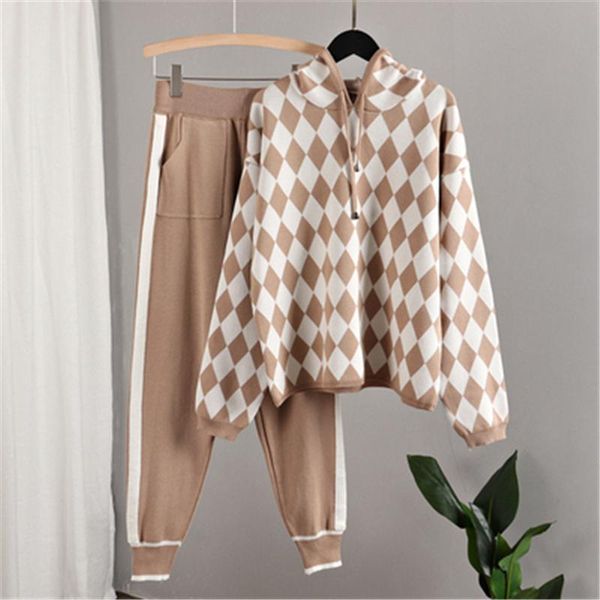 women's two piece pants yuzacdwx knitted casual tracksuits 2 sets women hooded lattice loose sweater pullover+elastic waist suit, White
women's two piece pants yuzacdwx knitted casual tracksuits 2 sets women hooded lattice loose sweater pullover+elastic waist suit, White