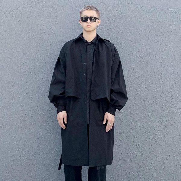 men women oversize loose casual ribbon windbreaker long dress shirt thin coat male streetwear hip hop gothic couple men's shirts, White;black
men women oversize loose casual ribbon windbreaker long dress shirt thin coat male streetwear hip hop gothic couple men's shirts, White;black