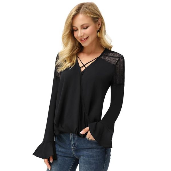 women's shirts and surplice front leopard print lace patchwork long sleeve cross v-neck loose fashion blouse elegant blouses &, White
women's shirts and surplice front leopard print lace patchwork long sleeve cross v-neck loose fashion blouse elegant blouses &, White