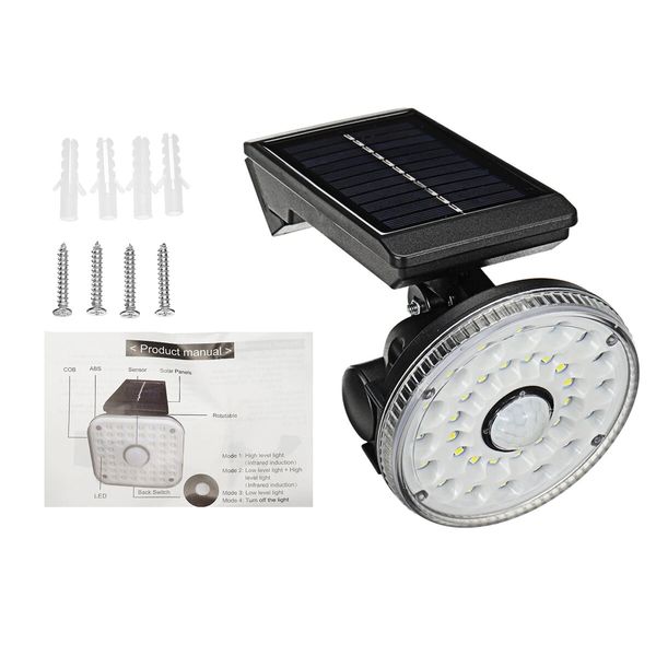 motion sensor 32led solar light three modes outdoor garden wall security flood lamp