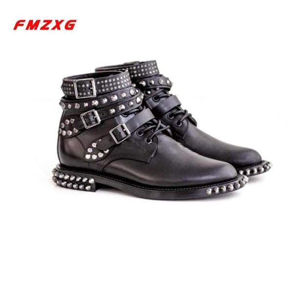 boots winter luxury brands women rivets motorcycle biker shoes lacing platform brand genuine leather, Black
boots winter luxury brands women rivets motorcycle biker shoes lacing platform brand genuine leather, Black