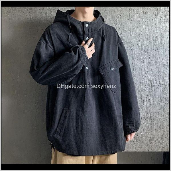 outerwear & coats clothing apparel drop delivery 2021 autumn pullover fashion solid color cotton casual hooded jackets mens streetwear loose, Black;brown
outerwear & coats clothing apparel drop delivery 2021 autumn pullover fashion solid color cotton casual hooded jackets mens streetwear loose, Black;brown