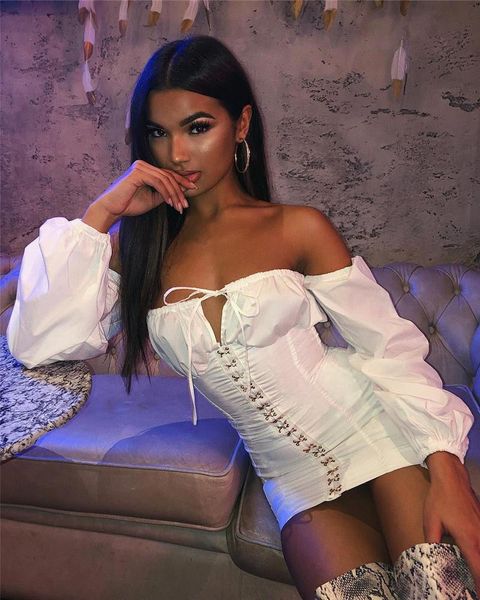 casual dresses off the shoulder white bodycon dress women autumn winter slash neck lace up front tight mini party night club, Black;gray
casual dresses off the shoulder white bodycon dress women autumn winter slash neck lace up front tight mini party night club, Black;gray