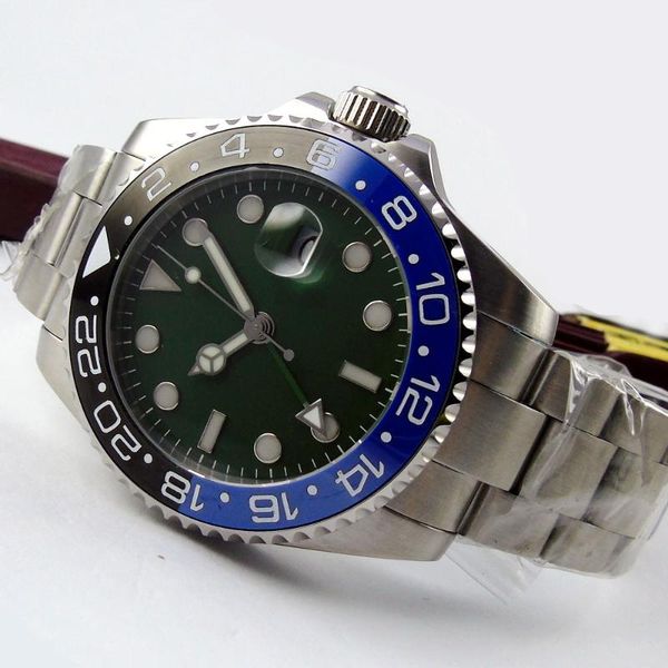 wristwatches 40mm green sterile dial automatic men's watch steel insert bezel date mechanical gmt oyster strap sapphire glass deploymen, Slivery;brown
wristwatches 40mm green sterile dial automatic men's watch steel insert bezel date mechanical gmt oyster strap sapphire glass deploymen, Slivery;brown