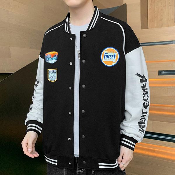 baseball suit boys' autumn hip hop color blocking guochao brand leisure loose baseball collar et american trend, Black;brown
baseball suit boys' autumn hip hop color blocking guochao brand leisure loose baseball collar et american trend, Black;brown