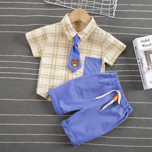 clothing sets summer baby clothes 2021 boy short-sleeved plaid shirt with tie + shorts 2 piece children outfits bear pattern, White
clothing sets summer baby clothes 2021 boy short-sleeved plaid shirt with tie + shorts 2 piece children outfits bear pattern, White