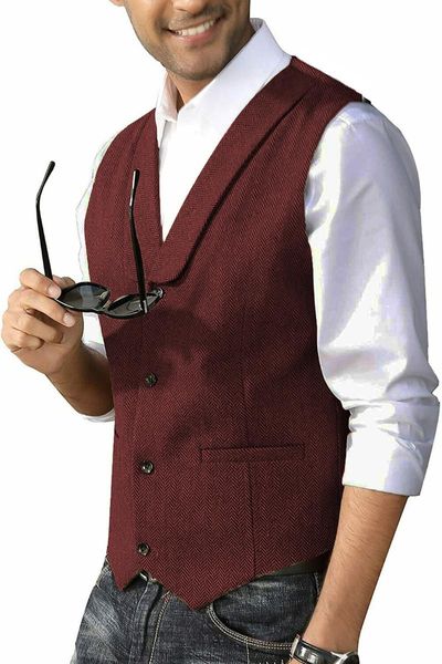 men's vests wine red herringbone tweed shawl collar suit waistcoat sleeveless jacket tailor-made formal winter business clothing, Black;white
men's vests wine red herringbone tweed shawl collar suit waistcoat sleeveless jacket tailor-made formal winter business clothing, Black;white