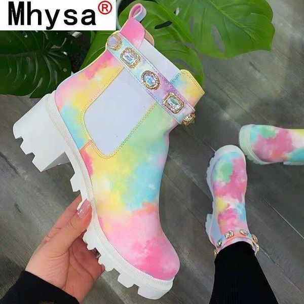 women's ankle boots autumn winter rainbow short boots square heel shoes non-slip fashion thick bottomn footwear 211019, Black
women's ankle boots autumn winter rainbow short boots square heel shoes non-slip fashion thick bottomn footwear 211019, Black