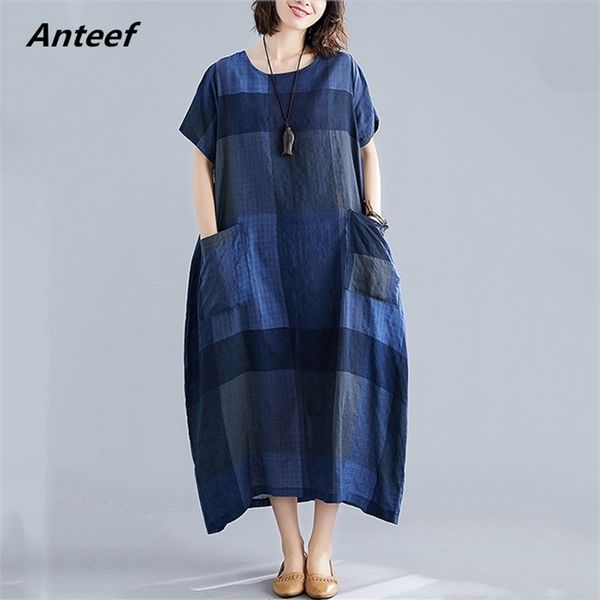cotton linen plus size vintage plaid women casual loose long summer dress elegant clothes ladies dresses sundress 210517, Black;gray
cotton linen plus size vintage plaid women casual loose long summer dress elegant clothes ladies dresses sundress 210517, Black;gray