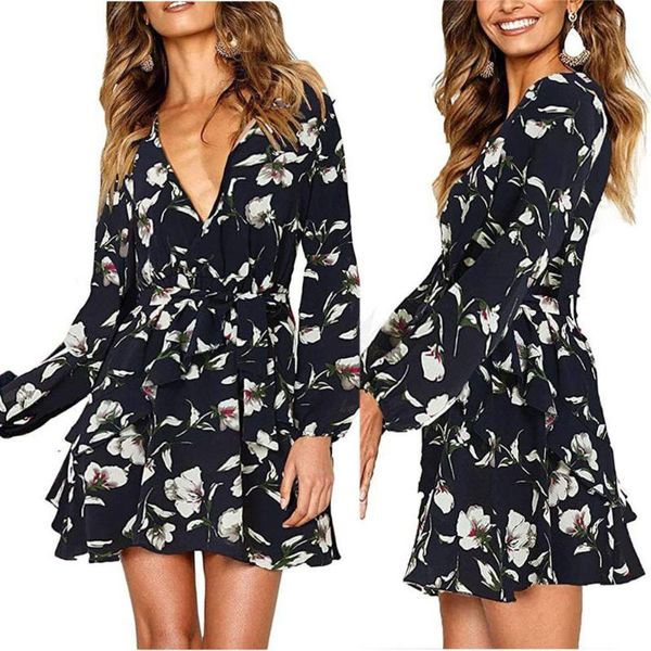 summer floral print women dress fashion long sleeve deep v-neck bandage casual beach loose sundress vestidos dresses, Black;gray
summer floral print women dress fashion long sleeve deep v-neck bandage casual beach loose sundress vestidos dresses, Black;gray