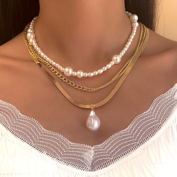 pendant necklaces shixin snake chain pearl choker for women fashion with baroque set 2021 jewelry neck, Silver
pendant necklaces shixin snake chain pearl choker for women fashion with baroque set 2021 jewelry neck, Silver