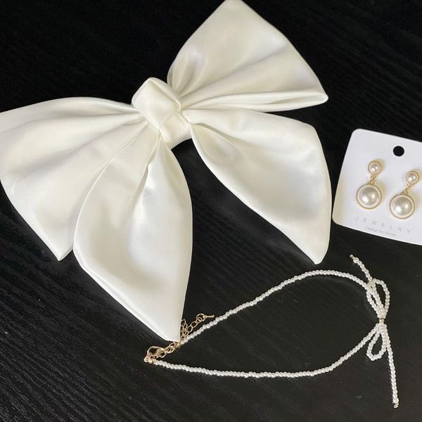 hair clips & barrettes white bow accessories set with necklace ear elegant fashion wedding jewelry gifts for women ea, Golden;silver
hair clips & barrettes white bow accessories set with necklace ear elegant fashion wedding jewelry gifts for women ea, Golden;silver