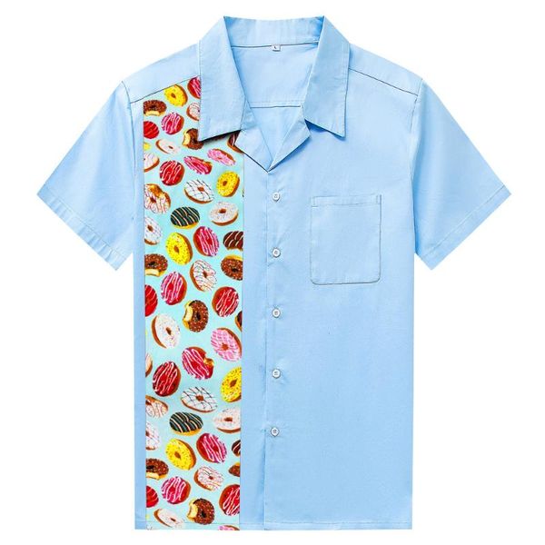 men's casual shirts fashion clothing western style donut print color patchwork male single pocket short sleeve shirt cotton, White;black
men's casual shirts fashion clothing western style donut print color patchwork male single pocket short sleeve shirt cotton, White;black