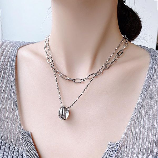 personality double layers beads chain pendant necklaces for women female metal alloy circle chokers necklace party jewelry gift, Silver
personality double layers beads chain pendant necklaces for women female metal alloy circle chokers necklace party jewelry gift, Silver