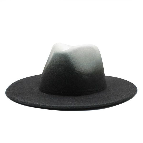 wide brim hats 2-color gradient wool fedora hat for women felt men spring black jazz wholesale, Blue;gray
wide brim hats 2-color gradient wool fedora hat for women felt men spring black jazz wholesale, Blue;gray