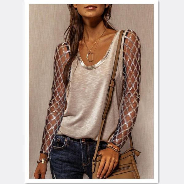 women's t-shirt sequins t shirt female long sleeve patchwork ladies casual pullover loose women fashion clothing, White
women's t-shirt sequins t shirt female long sleeve patchwork ladies casual pullover loose women fashion clothing, White