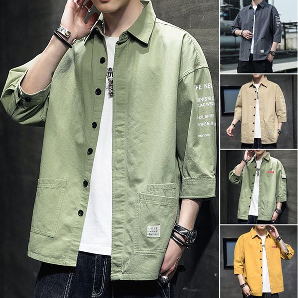 short men's sleeve shirt summer new youth loose casual work wear large size 3 / 4 thin top, White;black
short men's sleeve shirt summer new youth loose casual work wear large size 3 / 4 thin top, White;black