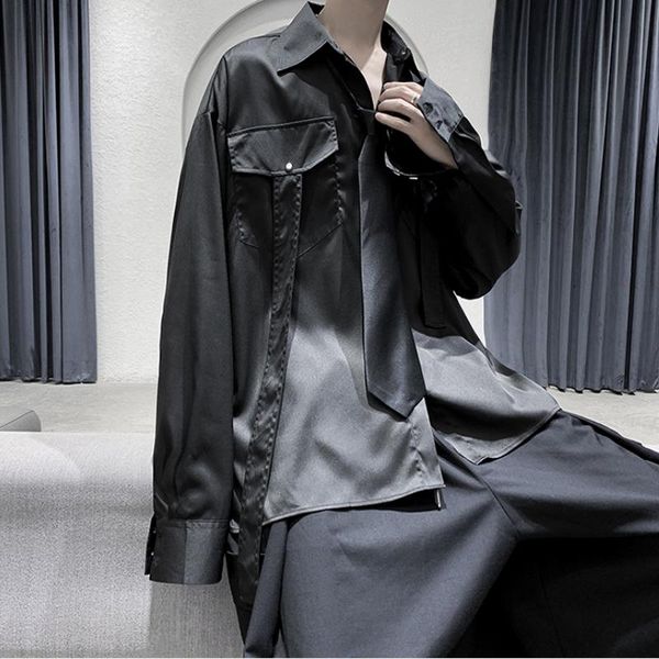 men's casual shirts 2021 spring for men dark fashion long sleeve shirt mens clothing send tie japanese streetwear loose camisa masculin, White;black
men's casual shirts 2021 spring for men dark fashion long sleeve shirt mens clothing send tie japanese streetwear loose camisa masculin, White;black