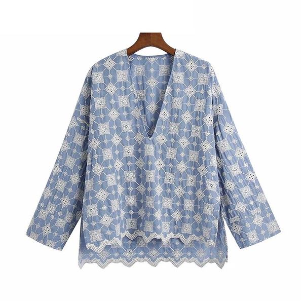 women's blouses & shirts 2021 fashion embroidery asymmetry women loose vintage drop-shoulder sleeves side vents female chic, White
women's blouses & shirts 2021 fashion embroidery asymmetry women loose vintage drop-shoulder sleeves side vents female chic, White