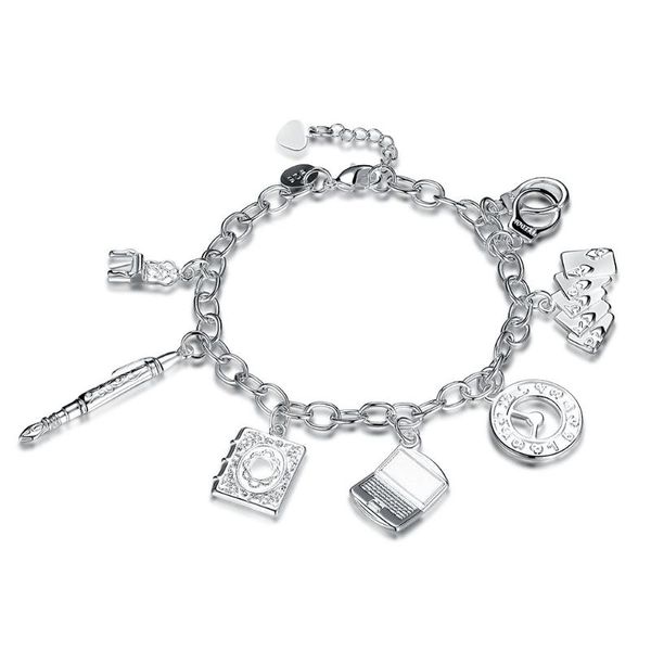 charm bracelets sterling silver bracelet personality pendant creative 925 buckle jewelry accessories, Golden;silver
charm bracelets sterling silver bracelet personality pendant creative 925 buckle jewelry accessories, Golden;silver