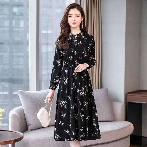 printed autumn dress for women vintage full sleeve empire stand collar midi chiffon dresses vestidos black 210415, Black;gray
printed autumn dress for women vintage full sleeve empire stand collar midi chiffon dresses vestidos black 210415, Black;gray