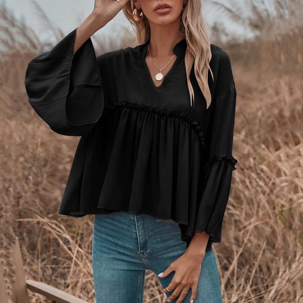 women's blouses & shirts fashsiualy pleat elegant autumn 2021 clothing ruffle long sleeve blouse v neck ruched loose fitted shirt, White
women's blouses & shirts fashsiualy pleat elegant autumn 2021 clothing ruffle long sleeve blouse v neck ruched loose fitted shirt, White