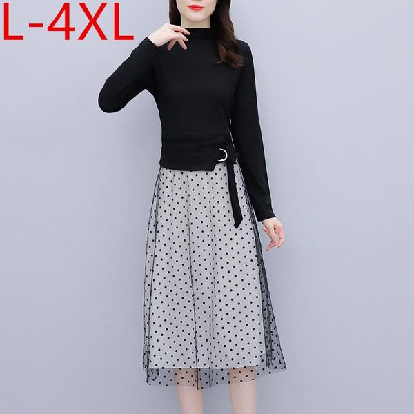 casual dresses l-4xl plus size 2021 autumn elegant women's o neck long sleeves dot mesh patchwork a line dress female oversize s127, Black;gray
casual dresses l-4xl plus size 2021 autumn elegant women's o neck long sleeves dot mesh patchwork a line dress female oversize s127, Black;gray