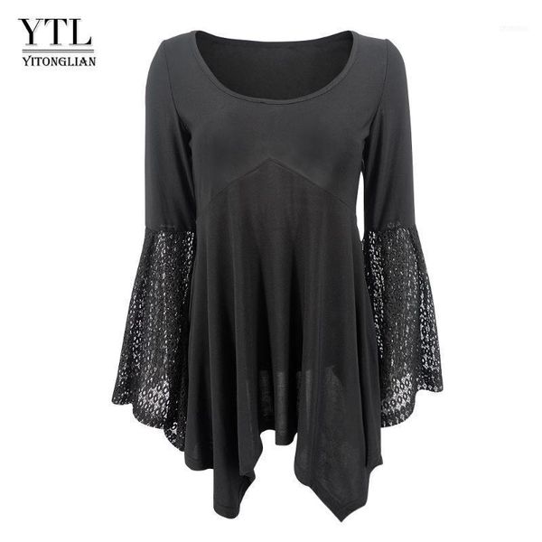 yitonglian women flare sleeve round neck vintage style lace black punk blouse shirt elegant long tee h3761, White
yitonglian women flare sleeve round neck vintage style lace black punk blouse shirt elegant long tee h3761, White
