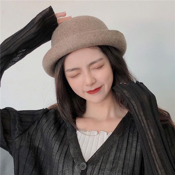 wide brim hats retro literary woolen hat for female autumn england cute and playful curling basin simple charming headdress, Blue;gray
wide brim hats retro literary woolen hat for female autumn england cute and playful curling basin simple charming headdress, Blue;gray