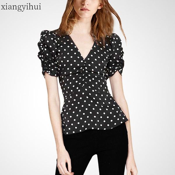 women's blouses & shirts elegant temperament polka dot puff sleeve shirt fashion slim waist ruched women office female black white pat
women's blouses & shirts elegant temperament polka dot puff sleeve shirt fashion slim waist ruched women office female black white pat