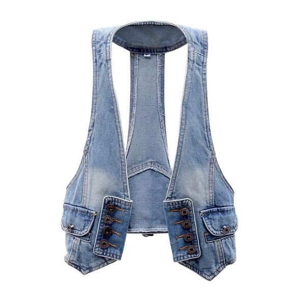 women's vests vintage short denim vest women 2021 summer korean fashion slim cardigan sleeveless jacket jeans waistcoat ladies h388, Black;white
women's vests vintage short denim vest women 2021 summer korean fashion slim cardigan sleeveless jacket jeans waistcoat ladies h388, Black;white
