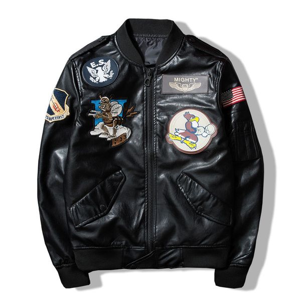 Fashion Leather Chao Brand Motorcycle Coat Men' Pu Bae Embroidery Couple Baseball Suit Women' Ma1 Flying, Red
Fashion Leather Chao Brand Motorcycle Coat Men' Pu Bae Embroidery Couple Baseball Suit Women' Ma1 Flying, Red